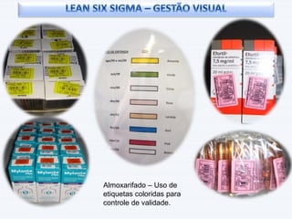 Almoxarifado – Uso de
etiquetas coloridas para
controle de validade.
 