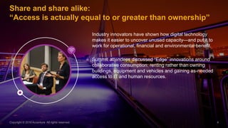Copyright © 2016 Accenture All rights reserved. 4
Share and share alike:
“Access is actually equal to or greater than owne...