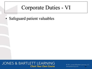 Corporate Duties - VI
• Safeguard patient valuables




                                 43
 