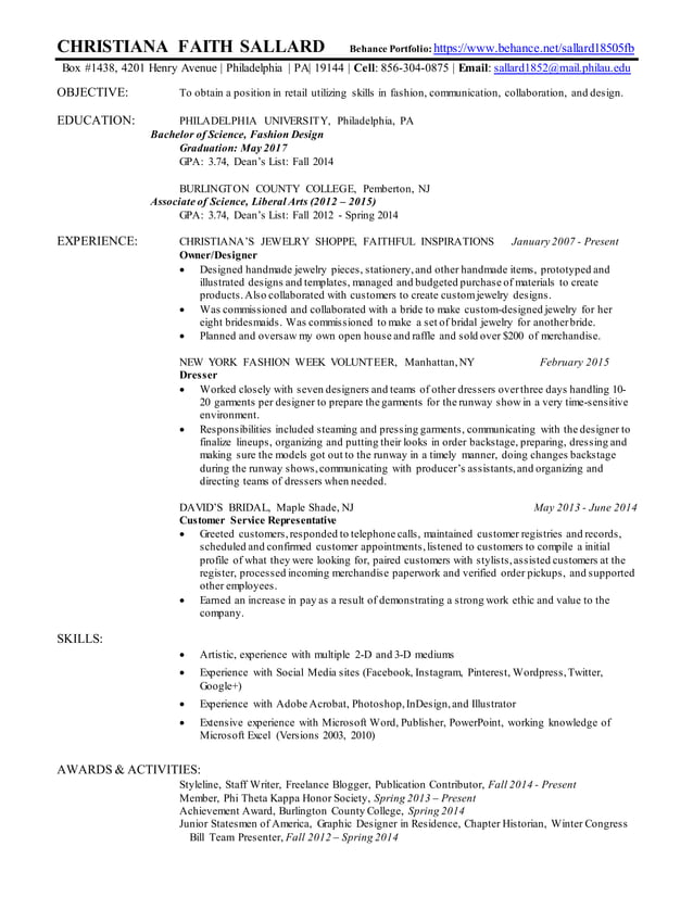 CHRISTIANA SALLARD RESUME PDF