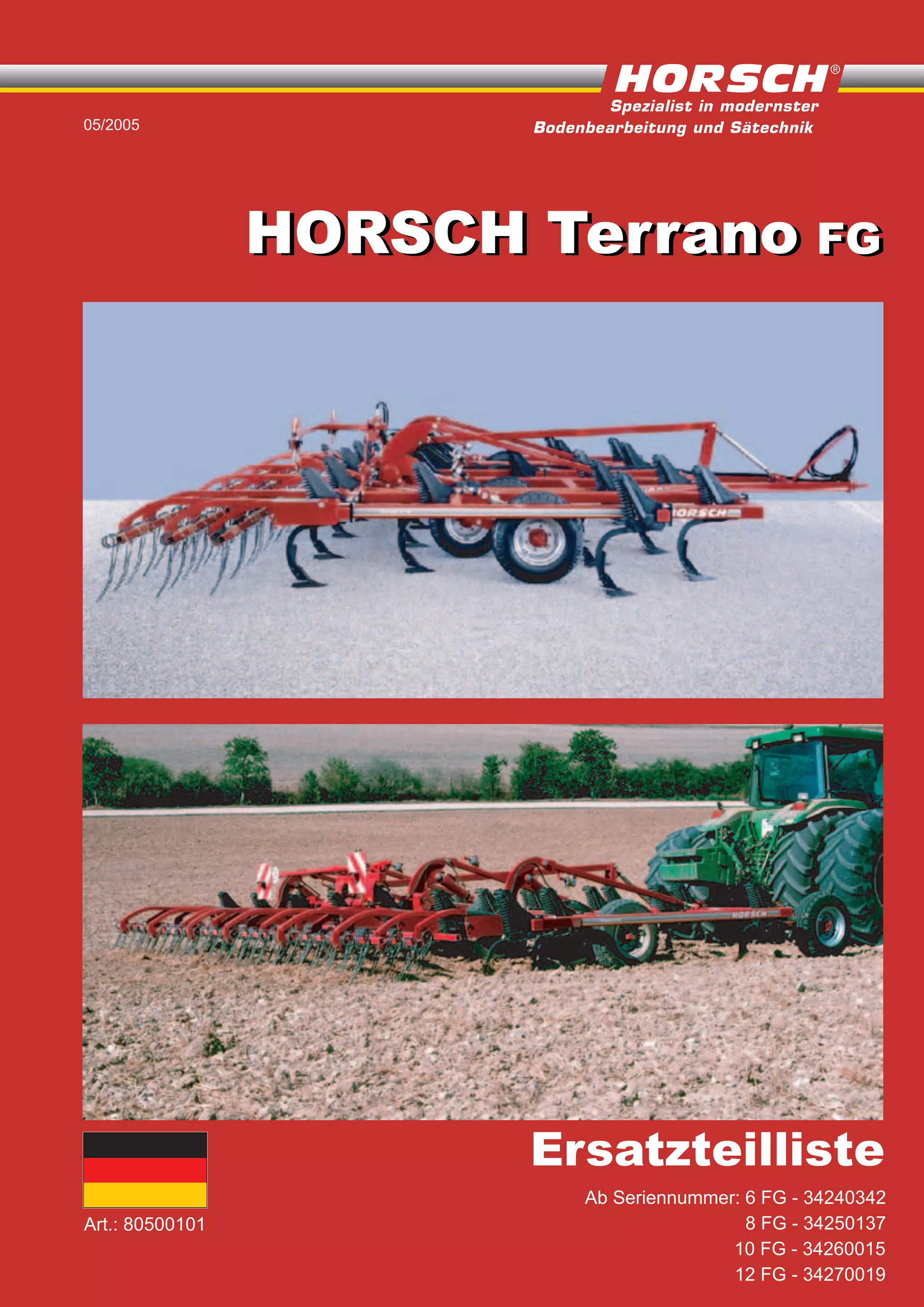 Horsch Terrano FG parts catalog PDF