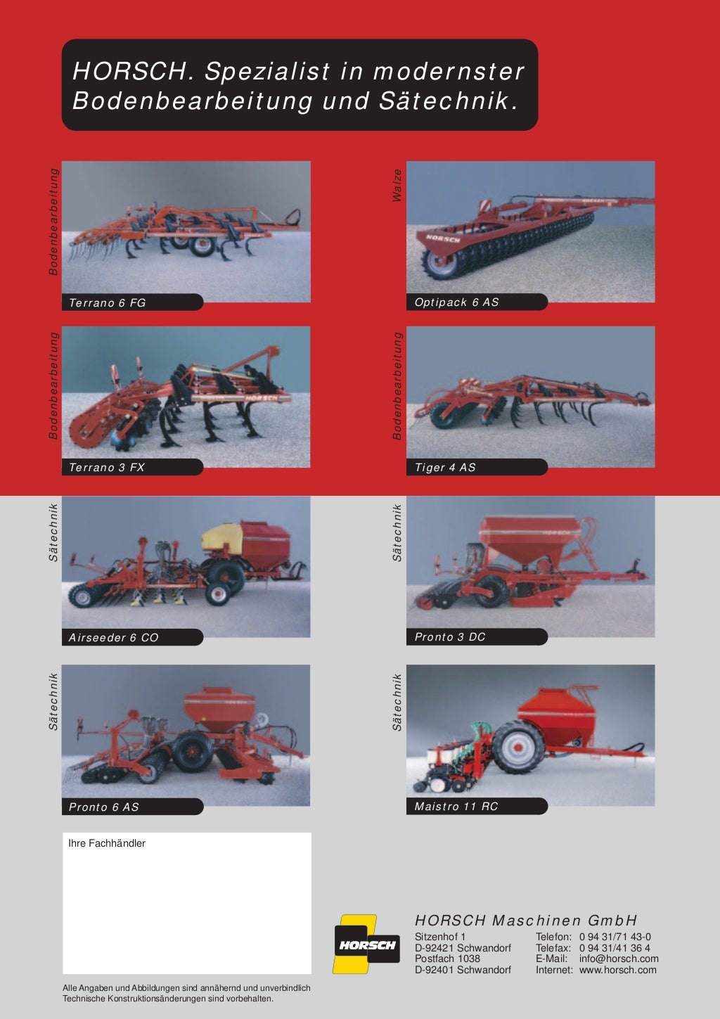 Horsch Terrano FG parts catalog