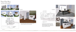 FLOOR 2
BUILDING DEVELOPMENT
Domino Frame House
2626
FLOOR 1
The art studio space located on the ﬁrst ﬂoor has a
lovely and inspiring view of the back yard.
A curtain wall runs the length of this ﬂoor
along the back of the home. Wood slats
placed thoughtfully on the outside provide
a way to both deﬂect light when the sun is
strong and adds some privacy.
 