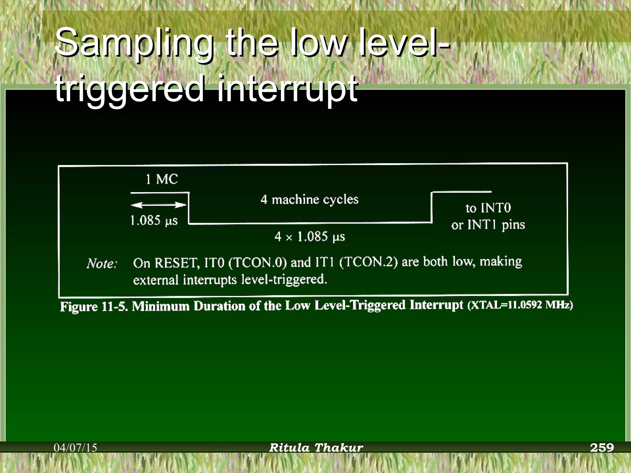 Sampling the low level-Sampling the low level-
triggered interrupttriggered interrupt
04/07/15 Ritula Thakur 259
 