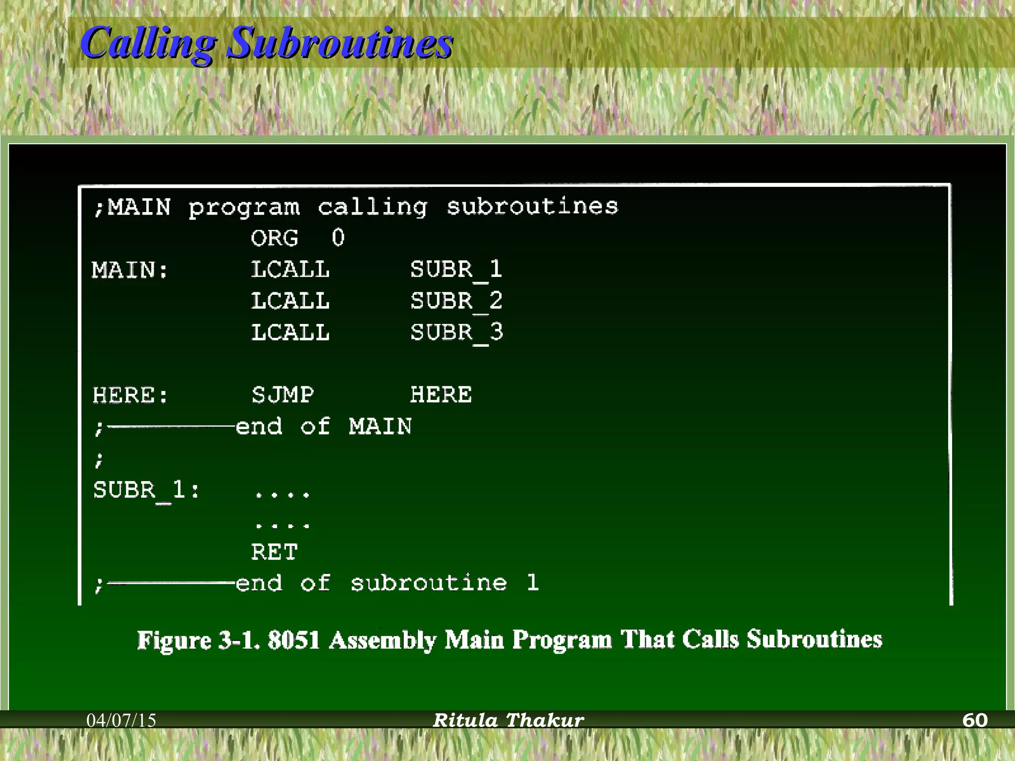 Calling SubroutinesCalling Subroutines
04/07/15 Ritula Thakur 60
 
