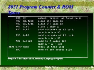 8051 Program Counter & ROM8051 Program Counter & ROM
SpaceSpace
04/07/15 Ritula Thakur 22
 