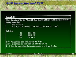 ADD Instruction and PSWADD Instruction and PSW
04/07/15 Ritula Thakur 30
 