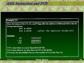 ADD Instruction and PSWADD Instruction and PSW
04/07/15 Ritula Thakur 32
 