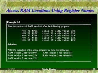 Access RAM Locations Using Register NamesAccess RAM Locations Using Register Names
04/07/15 Ritula Thakur 35
 