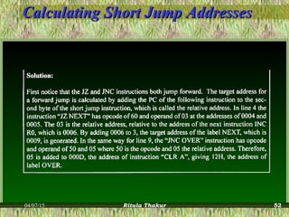 Calculating Short Jump AddressesCalculating Short Jump Addresses
04/07/15 Ritula Thakur 52
 