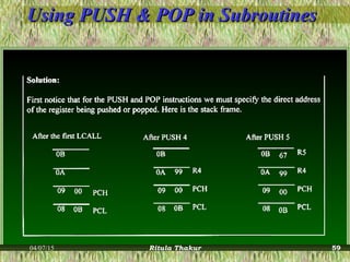 Using PUSH & POP in SubroutinesUsing PUSH & POP in Subroutines
04/07/15 Ritula Thakur 59
 