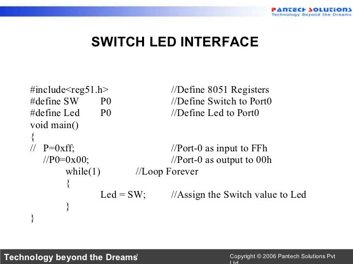 Interfacing 8051 with switches and LED