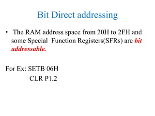 8051 addressing modes | PPT image.