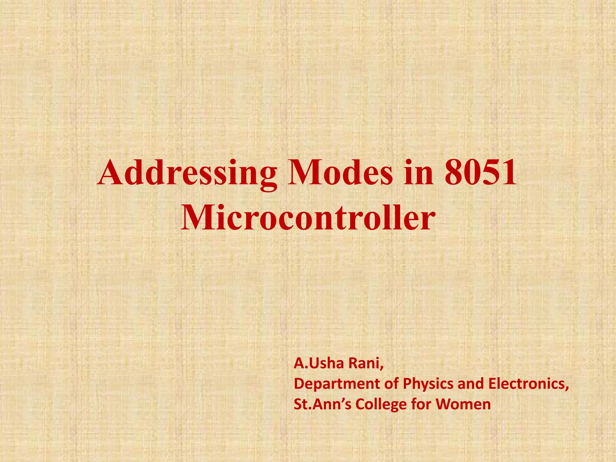Microcontroller 8051 addressing modes | PPTX | Programming Languages ...