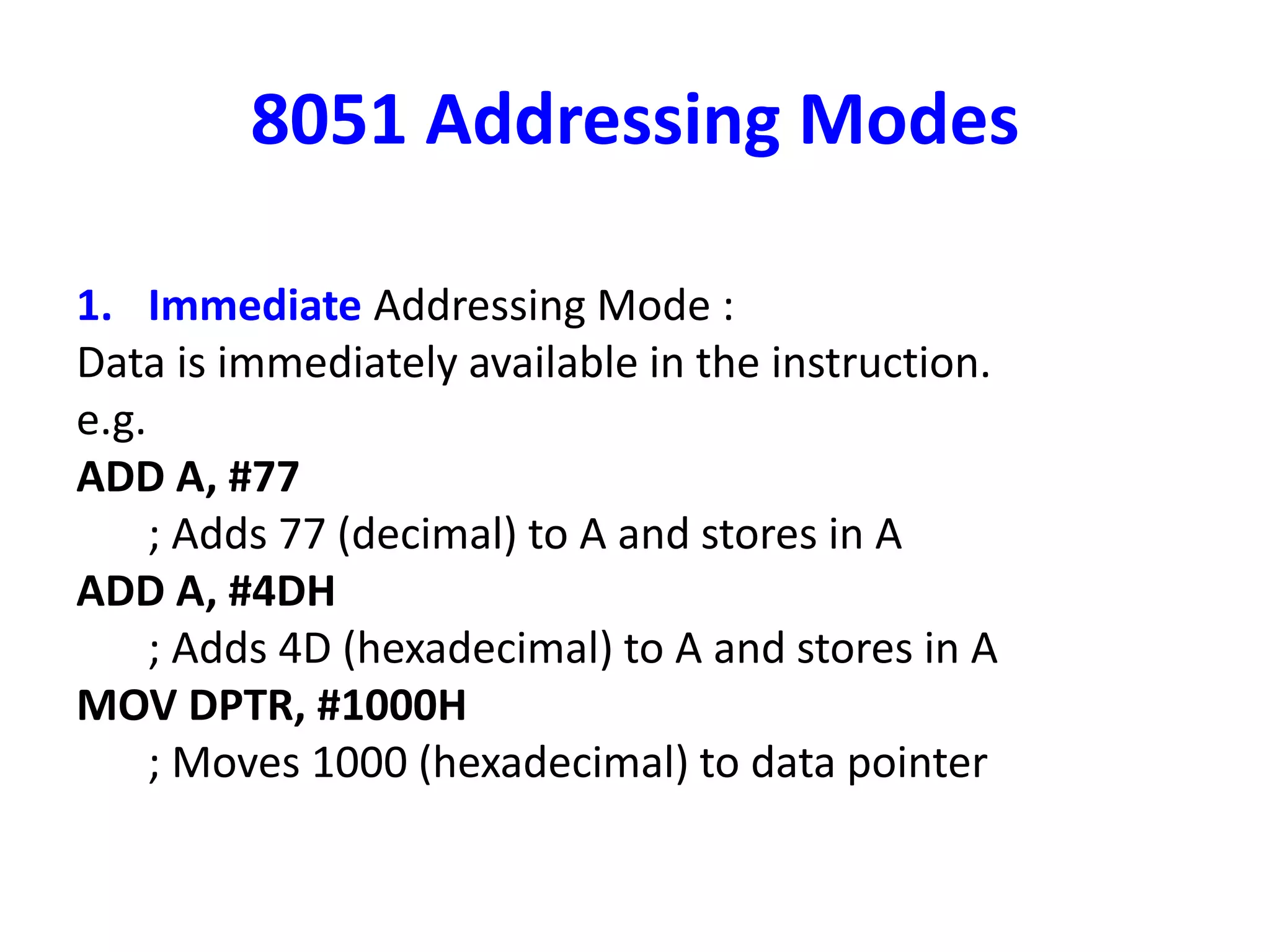 8051 addressing modes & instruction set | PPT
