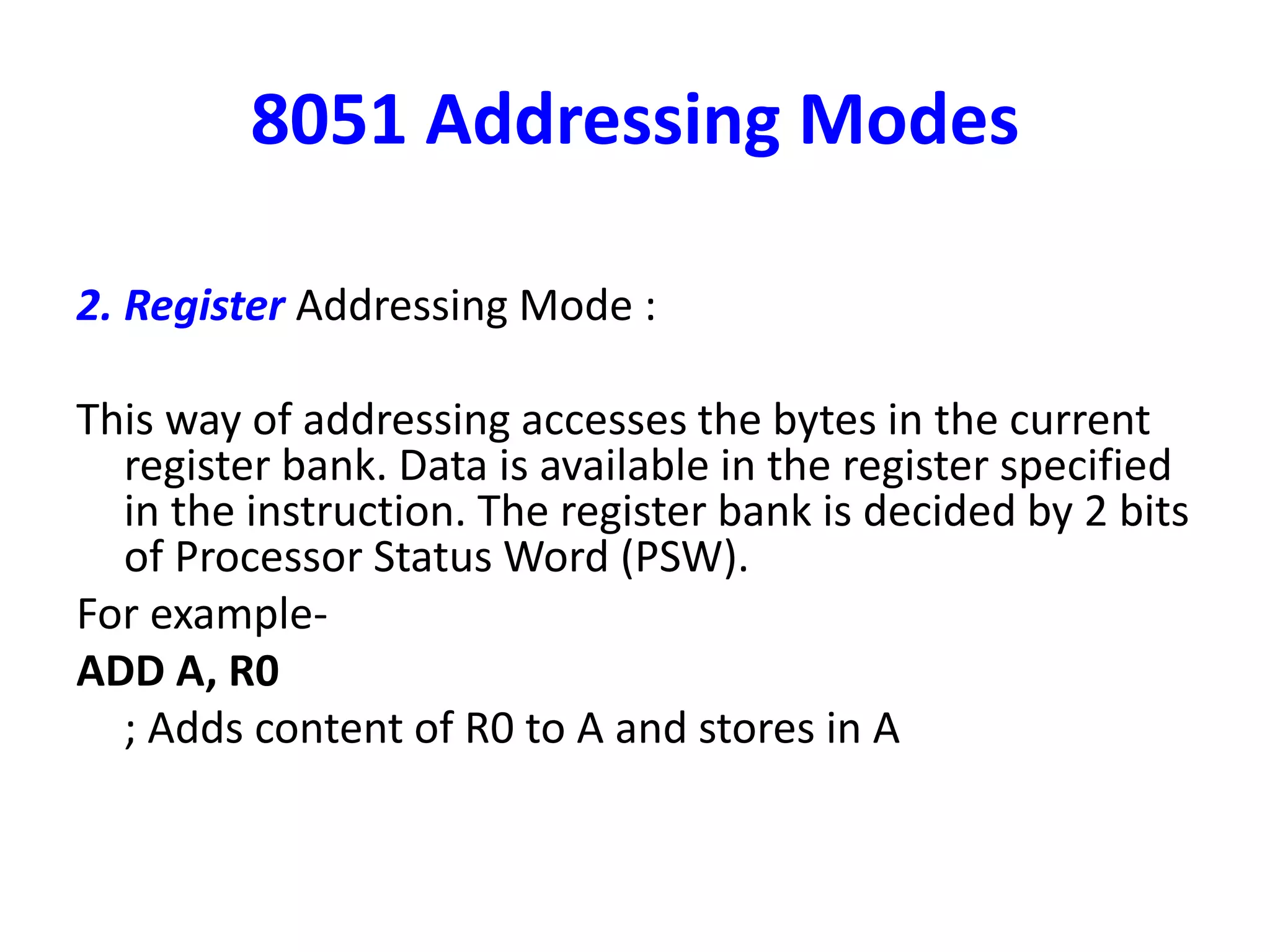 8051 addressing modes & instruction set | PPT