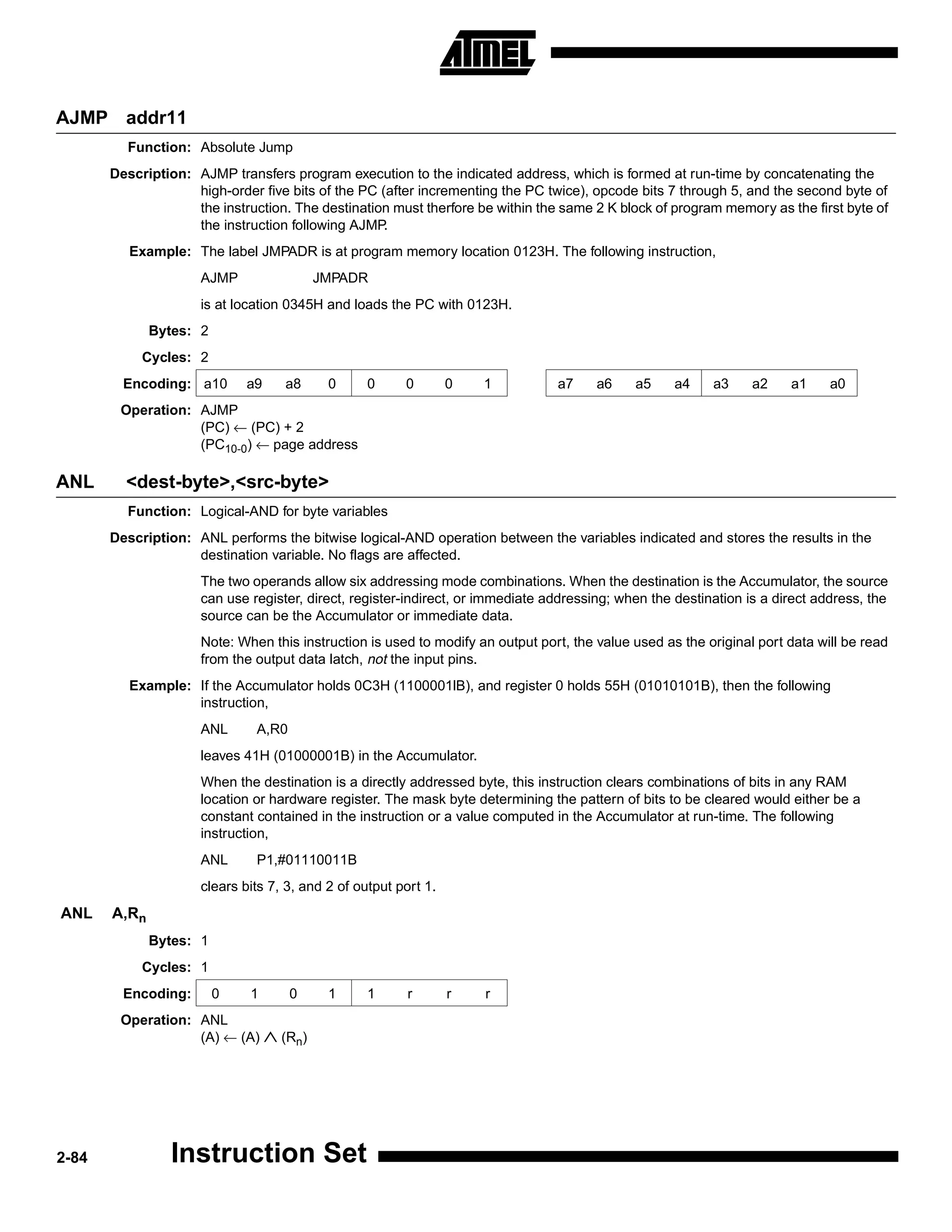 8051 instruction set