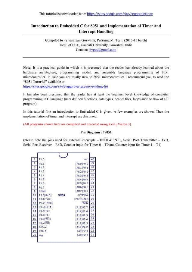 Introduction to Embedded C for 8051 and Implementation of Timer and ...