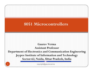 8051 Microcontrollers Course Content | PPT
