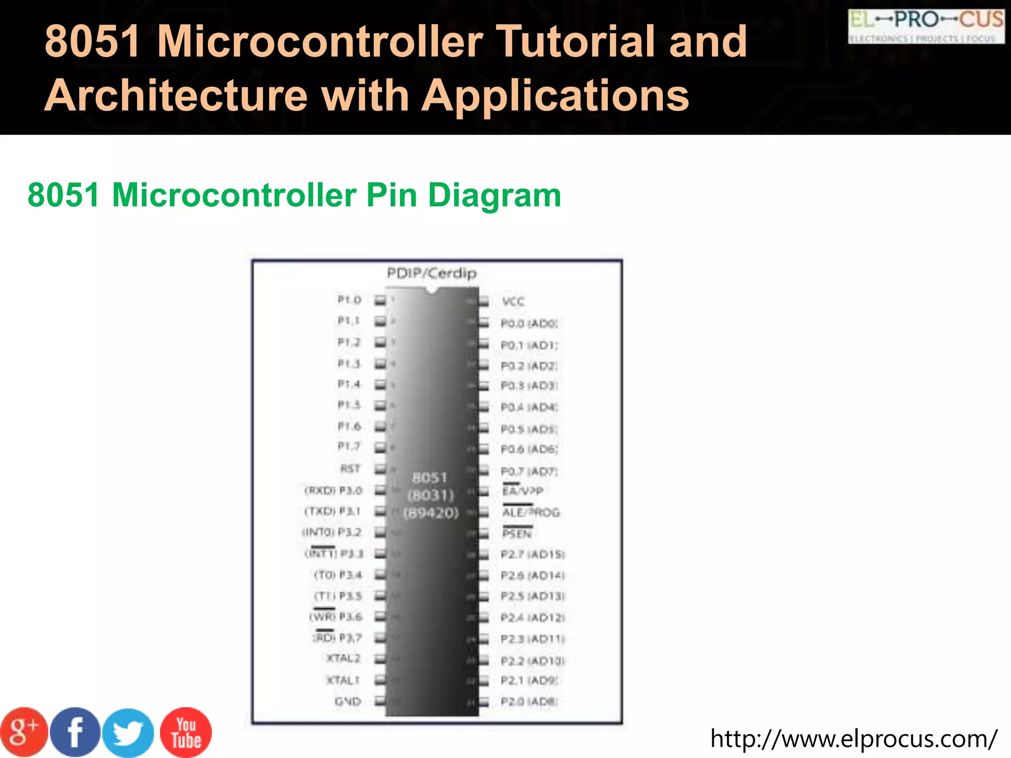 8051 Microcontroller Tutorial and Architecture with Applications | PPTX