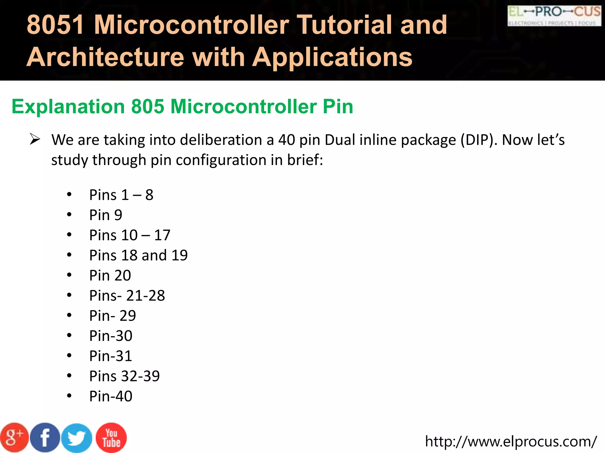 8051 Microcontroller Tutorial and Architecture with Applications | PPTX