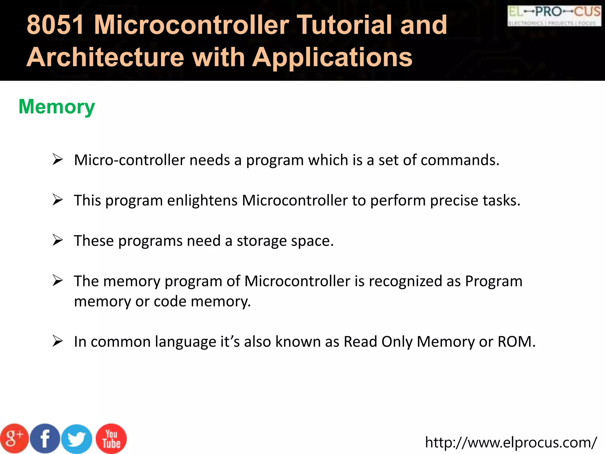 8051 Microcontroller Tutorial and Architecture with Applications | PPTX