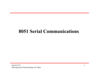 8051 Serial Communications




ECE473/573                                1
Microprocessor System Design, Dr. Shiue
 
