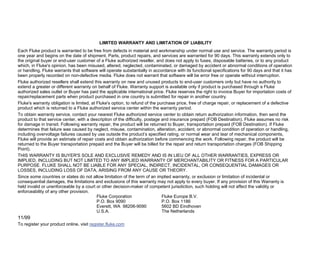 LIMITED WARRANTY AND LIMITATION OF LIABILITY
Each Fluke product is warranted to be free from defects in material and workmanship under normal use and service. The warranty period is
one year and begins on the date of shipment. Parts, product repairs, and services are warranted for 90 days. This warranty extends only to
the original buyer or end-user customer of a Fluke authorized reseller, and does not apply to fuses, disposable batteries, or to any product
which, in Fluke's opinion, has been misused, altered, neglected, contaminated, or damaged by accident or abnormal conditions of operation
or handling. Fluke warrants that software will operate substantially in accordance with its functional specifications for 90 days and that it has
been properly recorded on non-defective media. Fluke does not warrant that software will be error free or operate without interruption.
Fluke authorized resellers shall extend this warranty on new and unused products to end-user customers only but have no authority to
extend a greater or different warranty on behalf of Fluke. Warranty support is available only if product is purchased through a Fluke
authorized sales outlet or Buyer has paid the applicable international price. Fluke reserves the right to invoice Buyer for importation costs of
repair/replacement parts when product purchased in one country is submitted for repair in another country.
Fluke's warranty obligation is limited, at Fluke's option, to refund of the purchase price, free of charge repair, or replacement of a defective
product which is returned to a Fluke authorized service center within the warranty period.
To obtain warranty service, contact your nearest Fluke authorized service center to obtain return authorization information, then send the
product to that service center, with a description of the difficulty, postage and insurance prepaid (FOB Destination). Fluke assumes no risk
for damage in transit. Following warranty repair, the product will be returned to Buyer, transportation prepaid (FOB Destination). If Fluke
determines that failure was caused by neglect, misuse, contamination, alteration, accident, or abnormal condition of operation or handling,
including overvoltage failures caused by use outside the product’s specified rating, or normal wear and tear of mechanical components,
Fluke will provide an estimate of repair costs and obtain authorization before commencing the work. Following repair, the product will be
returned to the Buyer transportation prepaid and the Buyer will be billed for the repair and return transportation charges (FOB Shipping
Point).
THIS WARRANTY IS BUYER'S SOLE AND EXCLUSIVE REMEDY AND IS IN LIEU OF ALL OTHER WARRANTIES, EXPRESS OR
IMPLIED, INCLUDING BUT NOT LIMITED TO ANY IMPLIED WARRANTY OF MERCHANTABILITY OR FITNESS FOR A PARTICULAR
PURPOSE. FLUKE SHALL NOT BE LIABLE FOR ANY SPECIAL, INDIRECT, INCIDENTAL, OR CONSEQUENTIAL DAMAGES OR
LOSSES, INCLUDING LOSS OF DATA, ARISING FROM ANY CAUSE OR THEORY.
Since some countries or states do not allow limitation of the term of an implied warranty, or exclusion or limitation of incidental or
consequential damages, the limitations and exclusions of this warranty may not apply to every buyer. If any provision of this Warranty is
held invalid or unenforceable by a court or other decision-maker of competent jurisdiction, such holding will not affect the validity or
enforceability of any other provision.
Fluke Corporation
P.O. Box 9090
Everett, WA 98206-9090
U.S.A.
Fluke Europe B.V.
P.O. Box 1186
5602 BD Eindhoven
The Netherlands
11/99
To register your product online, visit register.fluke.com
 