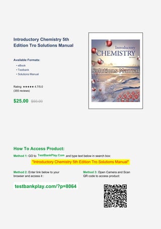Tro Solution Comprehensive Guide to Introductory Chemistry: Bonding, Lewis ...