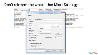 Don’t reinvent the wheel: Use MicroStrategy
 