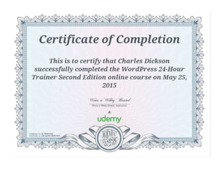 WordPress 24-Hour Trainer Second Edition Certificate