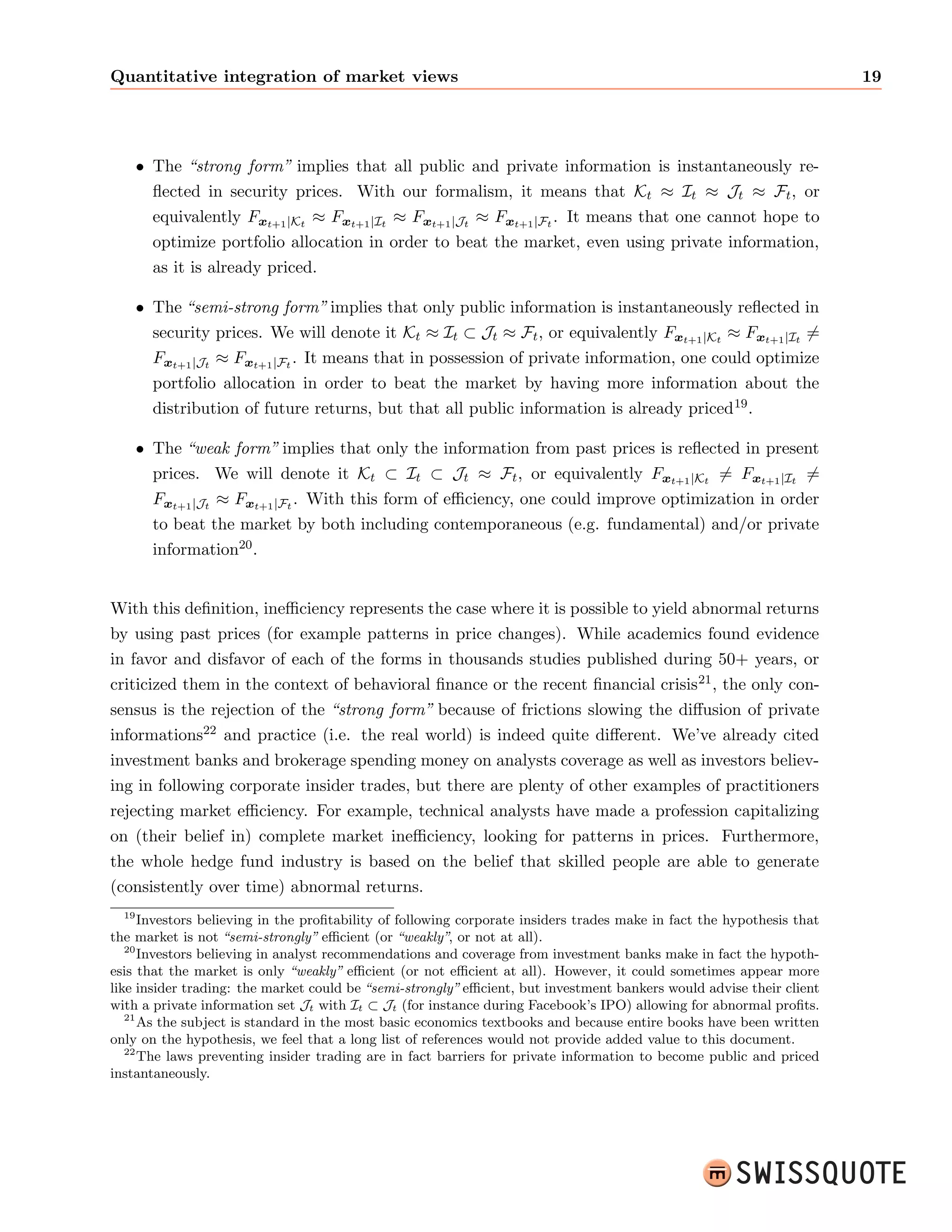 ne si;t, the price at time t of security i (typically i can be a stock representing partial 
ownership of a  