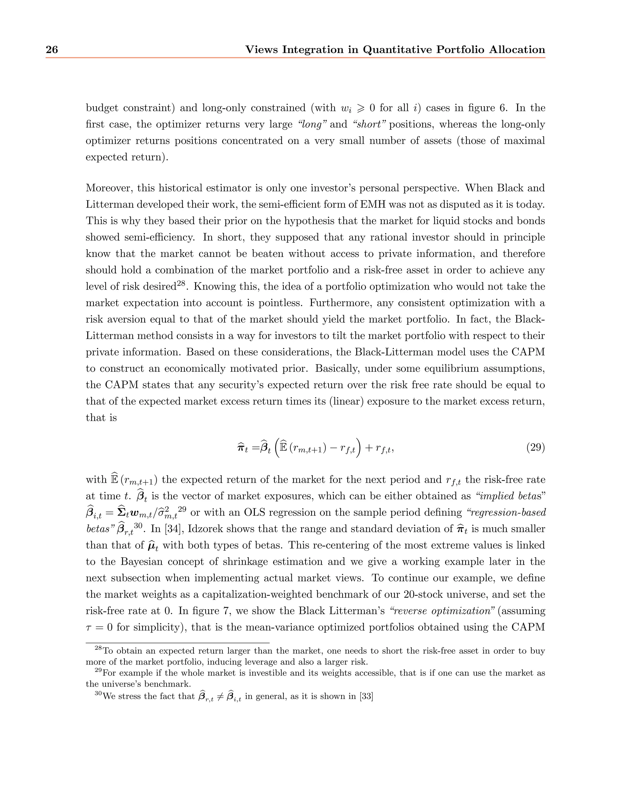nancing, i.e. prices before and after re-balancing the portfolio have to be equal. We do not 
consider non self- 