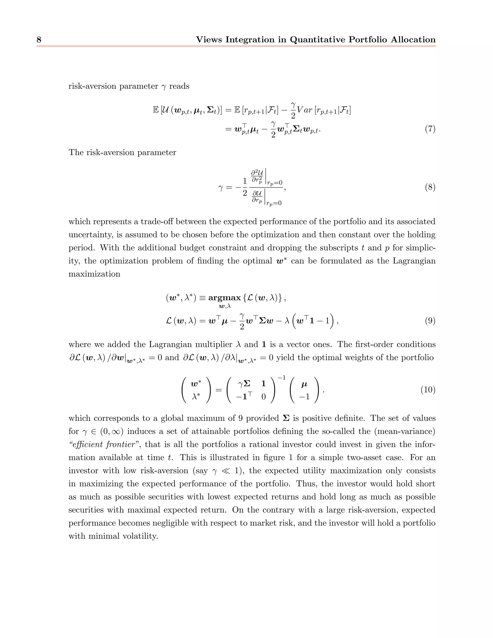 nding reasonable i and ij . These procedures, I believe, should combine statistical 
techniques and the judgment of practical men. 
Harry Markowitz, 1952 
Since its begining with Markowitz in 1952, modern portfolio theory mixes art and science: judg- 
ment of practical men and powerful statistical techniques. The two approaches, although 
complementary, are sometimes dicult to conciliate. While practitioners frequently discard 
quantitative strategies as obscures mathematical complications,  