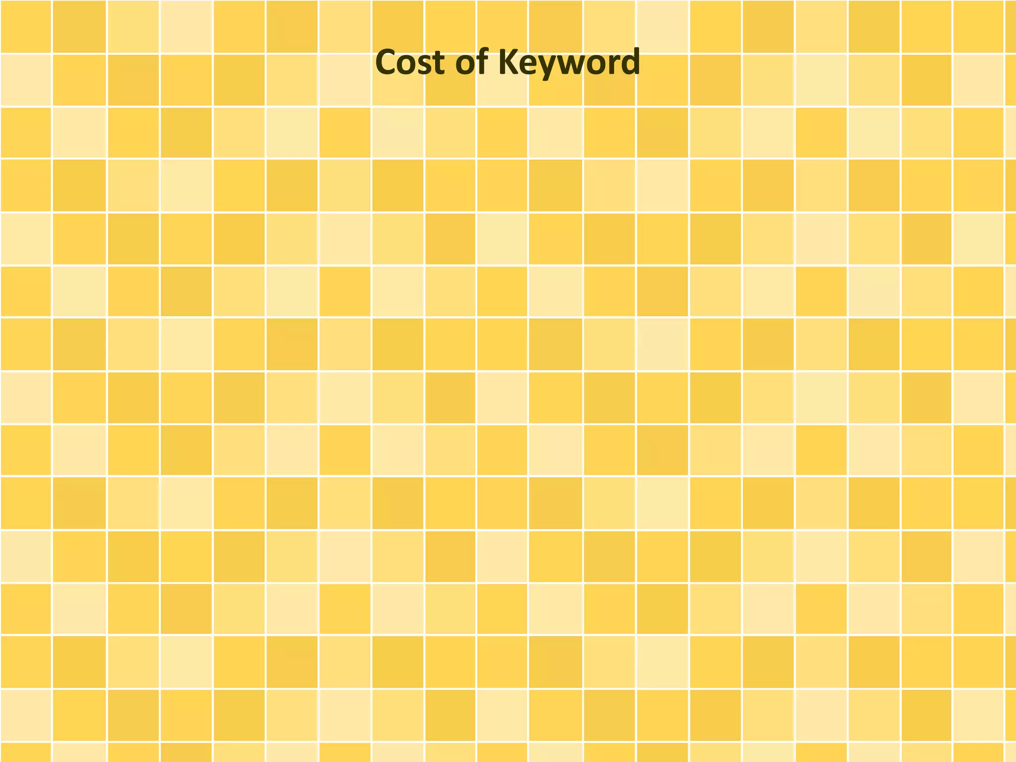 Cost of Keyword 
 