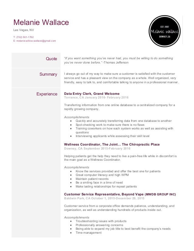 resume melaniewallace thomas jefferson resume