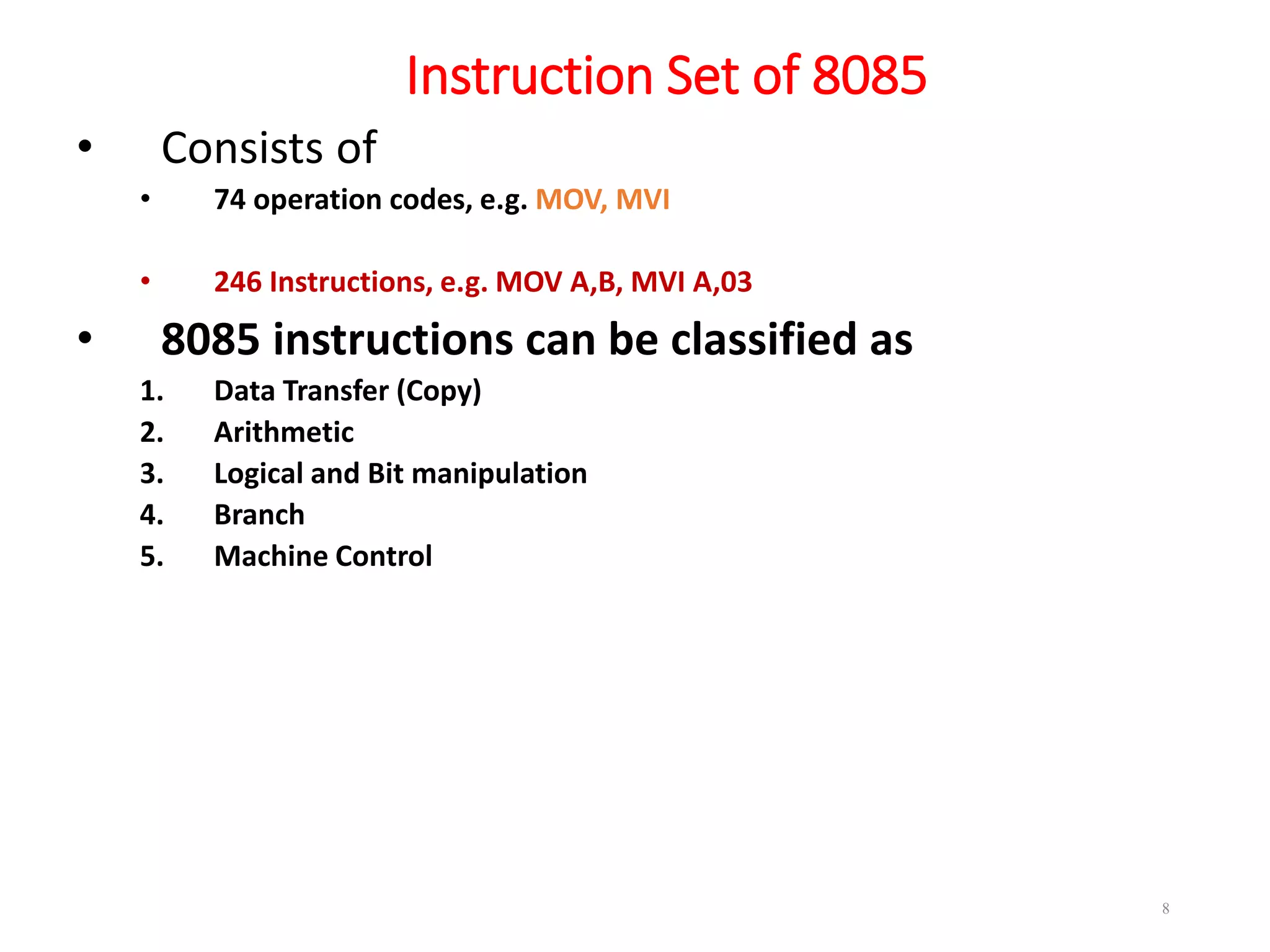 8085 instruction set and Programming | PPT