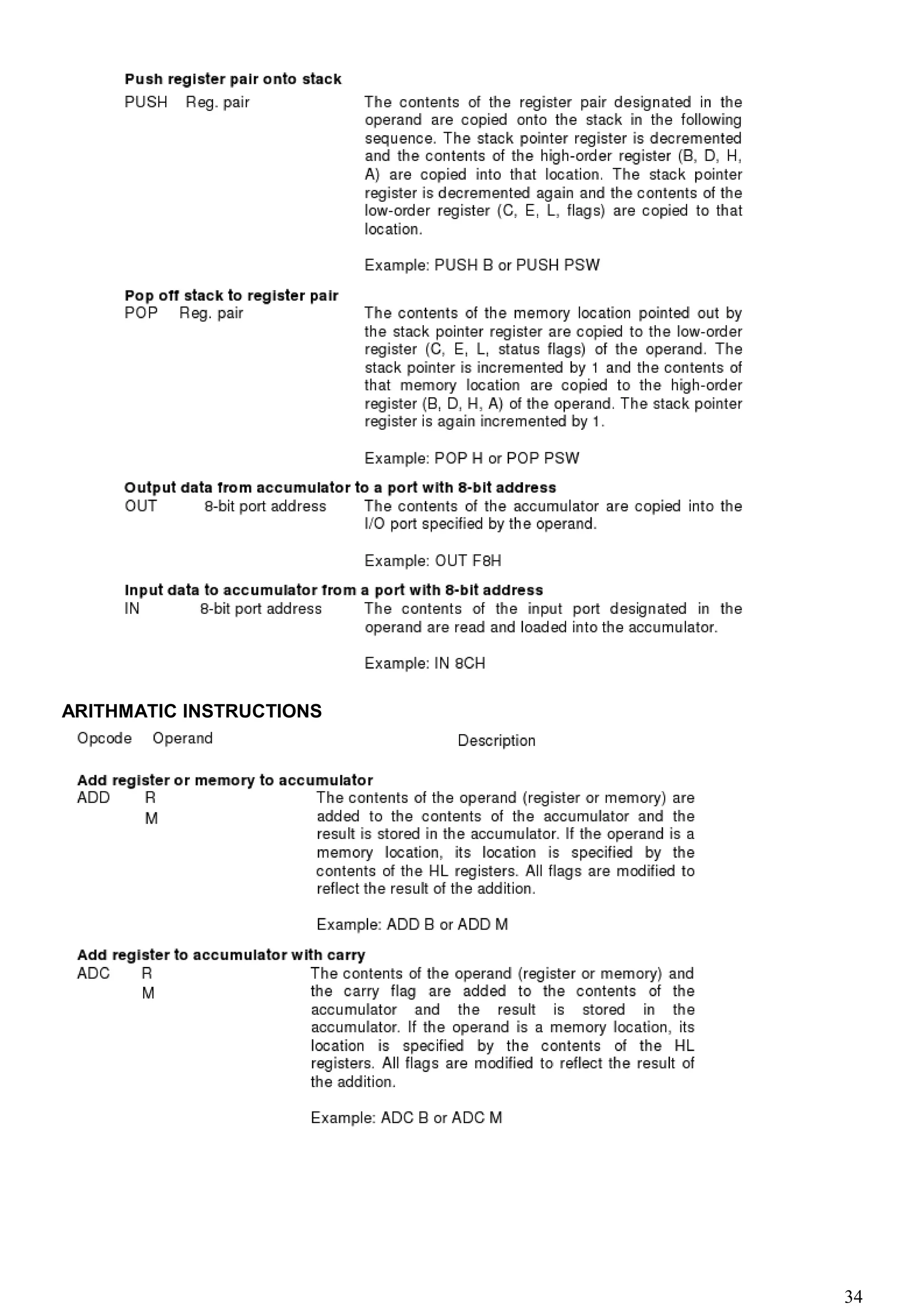 ARITHMATIC INSTRUCTIONS
34
 