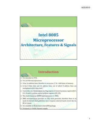 8085 microprocessor Architecture and pin description | PDF