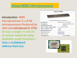 8085 Microprocessor presentation for Electronics M.Sc. Physics from ...