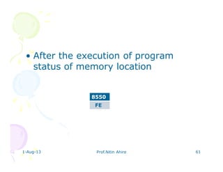 1-Aug-13 Prof.Nitin Ahire 61
8550
FE
• After the execution of program
status of memory location
 