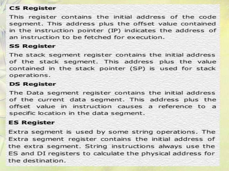 purpose of segment registers in 8086 microprocessor
