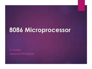 8086 Microprocessor
D. ASWINI
ASSISTANT PROFESSOR
 