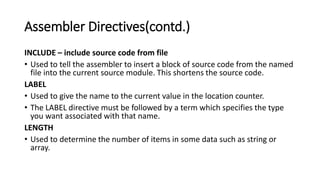 8086 microprocessor assembler directives.ppt