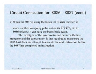 8087 COPROCESSOR connection with 8086 and other processors | PDF