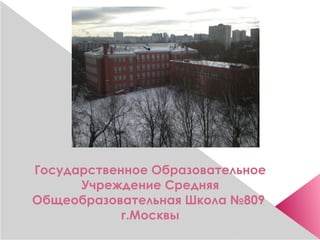 Государственное Образовательное Учреждение Средняя Общеобразовательная Школа №809  г.Москвы 