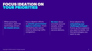 Be clear about
priorities around
people, policy,
process and
service delivery.
FOCUS IDEATION ON
YOUR PRIORITIES
Copyright...