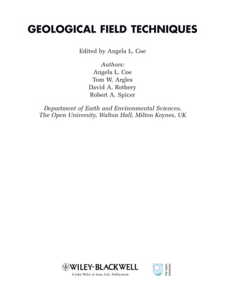 Geological Field Techniques 1st Edition Angela L. Coe | PDF