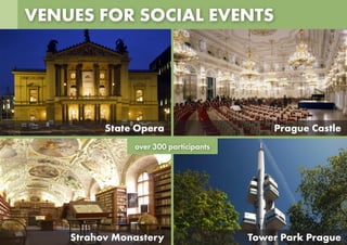 VENUES FOR SOCIAL EVENTS
Strahov Monastery Tower Park Prague
Prague CastleState Opera
over 300 participants
 