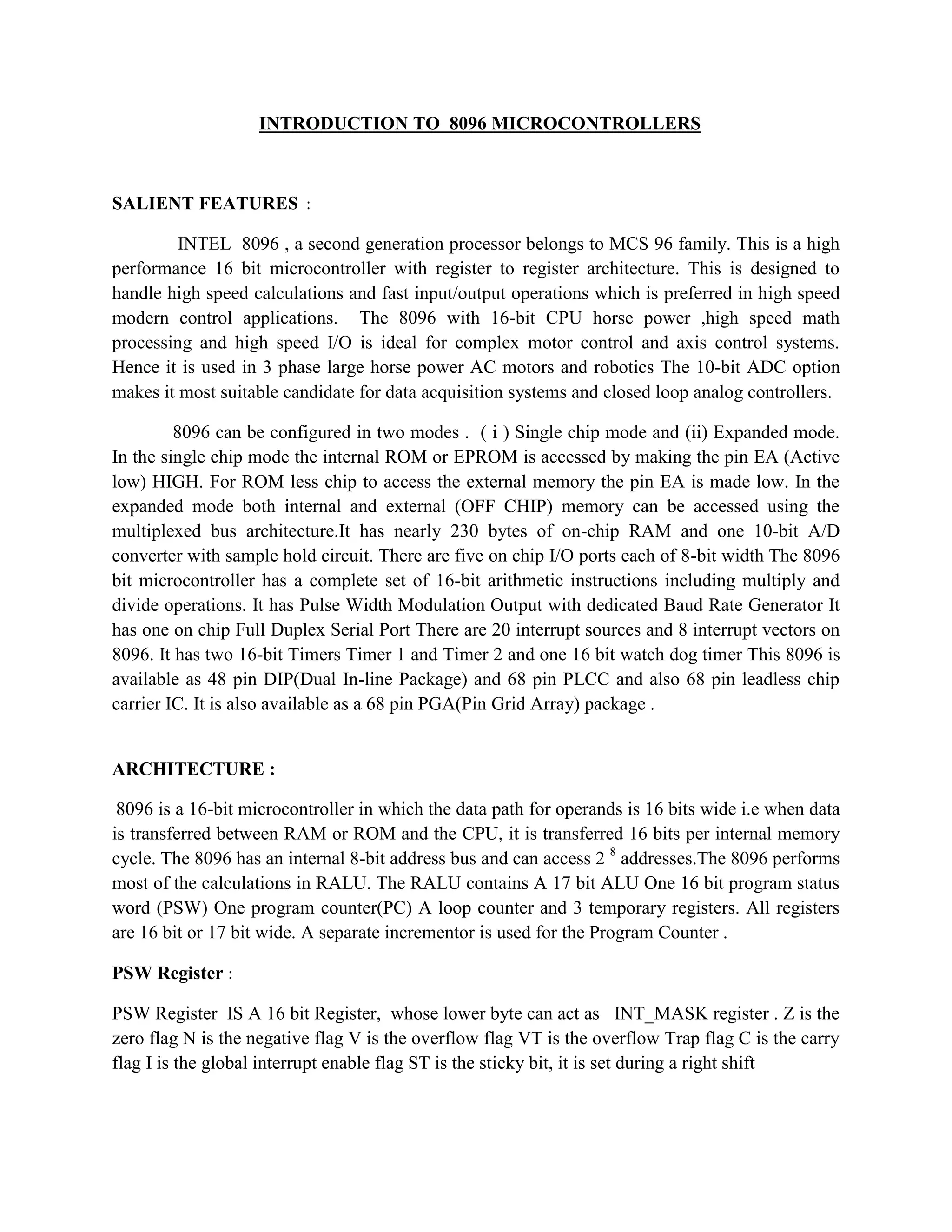 8096 microcontrollers notes | DOCX